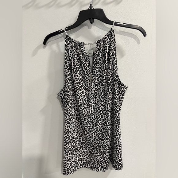 Michael Kors Black and White Leopard Print Blouse - Picture 8 of 12